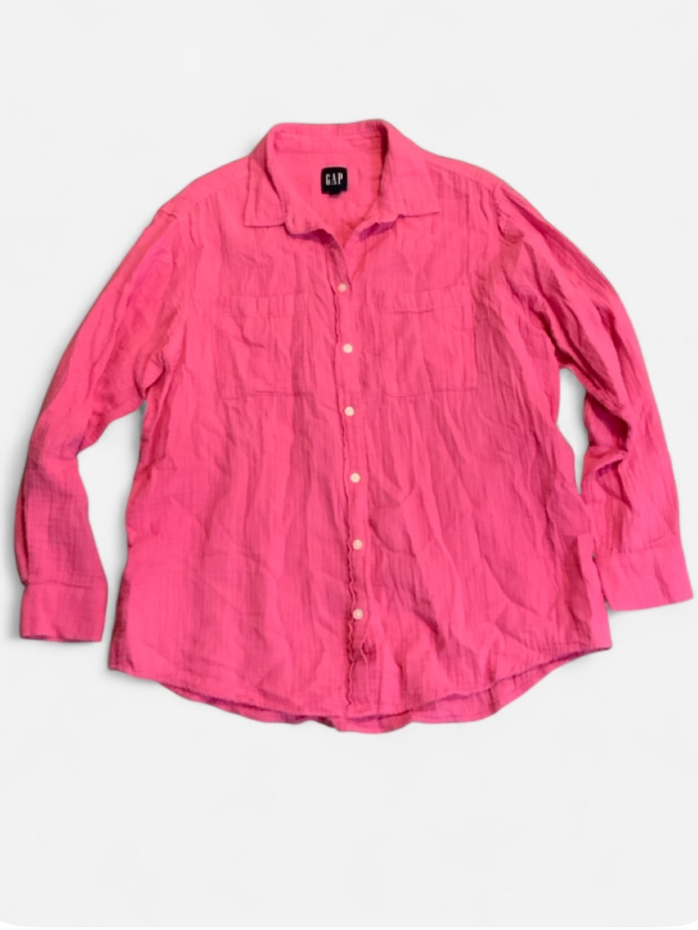 GAP Casual Button Down LS Pink Top Women's Medium